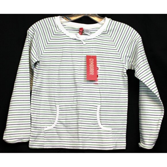 NWT 2004 Gymboree Dandelion Wishes Striped T-Shirt Kangaroo Pocket Bow sz 9 - Picture 1 of 6